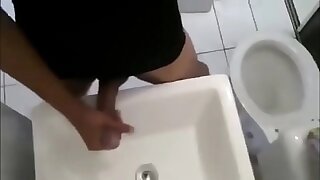 Amateur Young n Hung Latino Stud Jerks in Moans in Bathroom