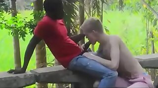 Cute blonde twink takes a BBC in his tight ass outdoors